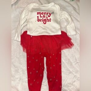 NEW Carters Festive Red and White Baby Tutu Christmas Outfit Size 9m